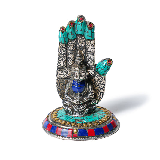 Handbuddha mit Einlegearbeit